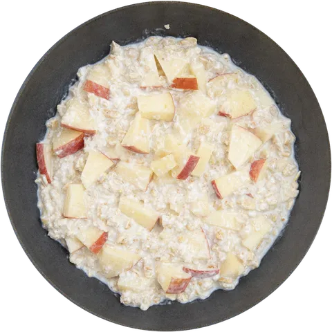 Assiette d'overnight oats au skyr garnis de dés de pomme